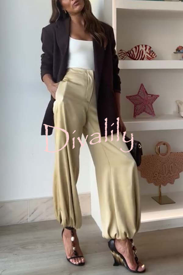 City Phantom Satin High Rise Pocket Aladdin Bloomers Pants
