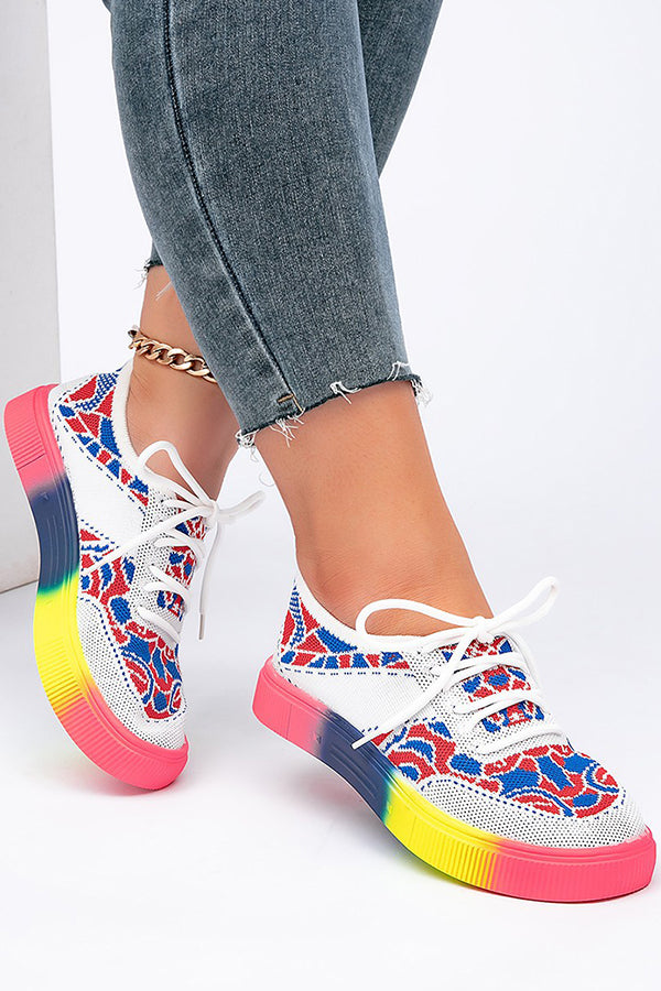Fashionable Rainbow Bottom Sports Flat Casual Shoes