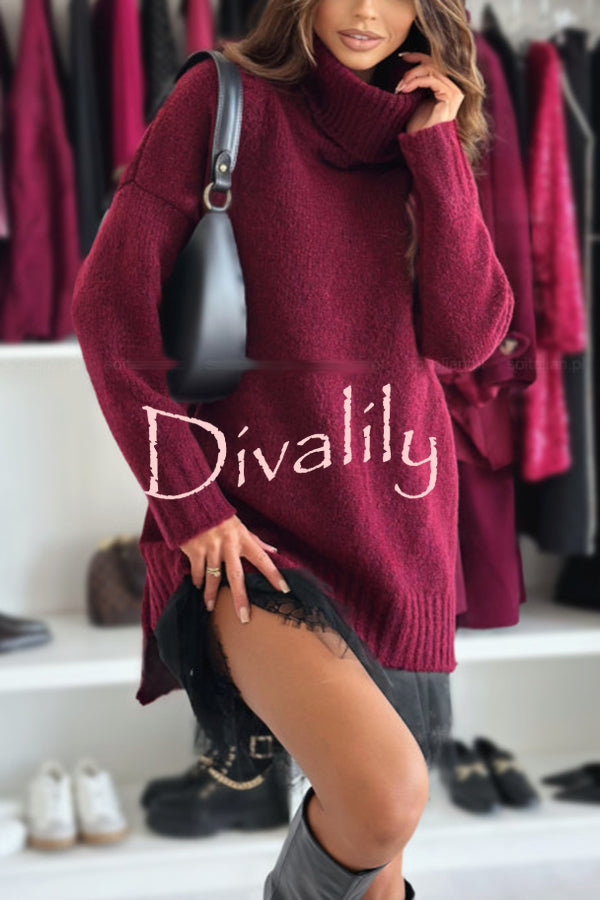 Breezy City Knit Turtleneck Long Sleeve Relaxed Sweater