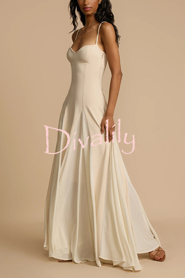 Timeless Elegance Panelled Tulle A-line Slip Maxi Dress