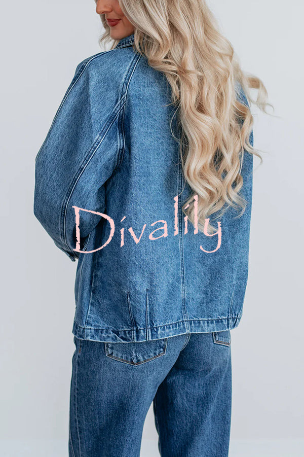 Stylish Single-breasted Casual Pocket Denim Jacket