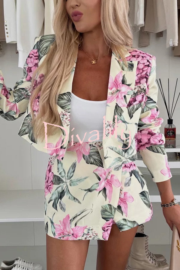 Picture Perfect Botanical Floral Print Wrap Mini Skort