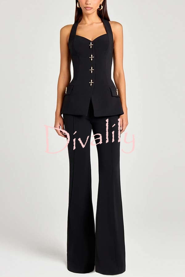Women Power High Rise Side Zipper Flare Slim Fit Pants