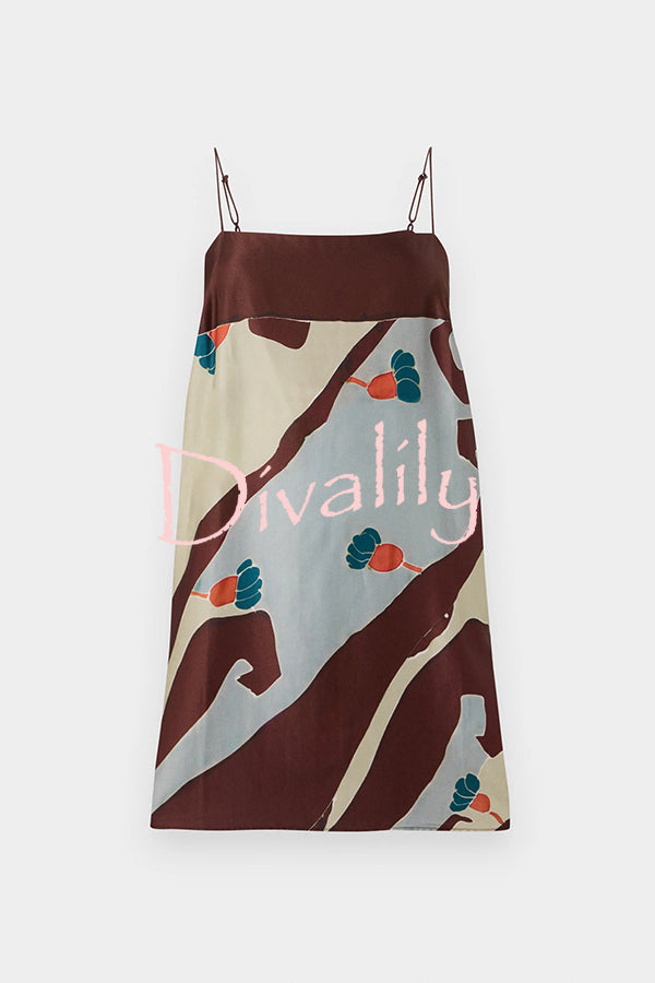 Loving Views Satin Unique Print a-line Tank and Elastic Waist Loose Pants Set