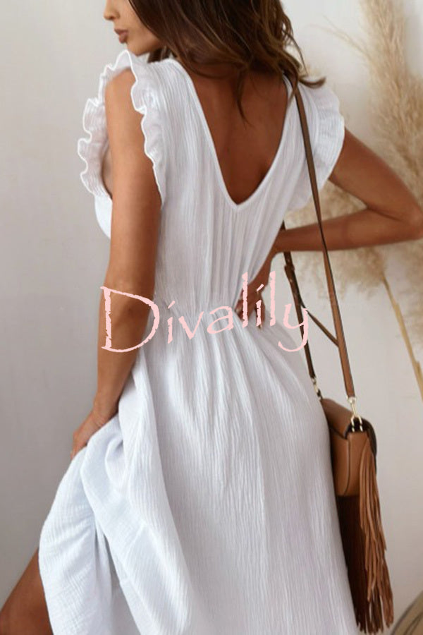 Solid Color Sleeveless V-Neck Casual Loose Maxi Dress