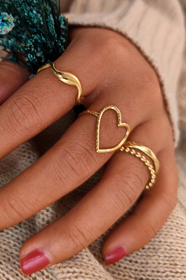 Personalized Hollow Line Heart-shaped Adjustable Ring