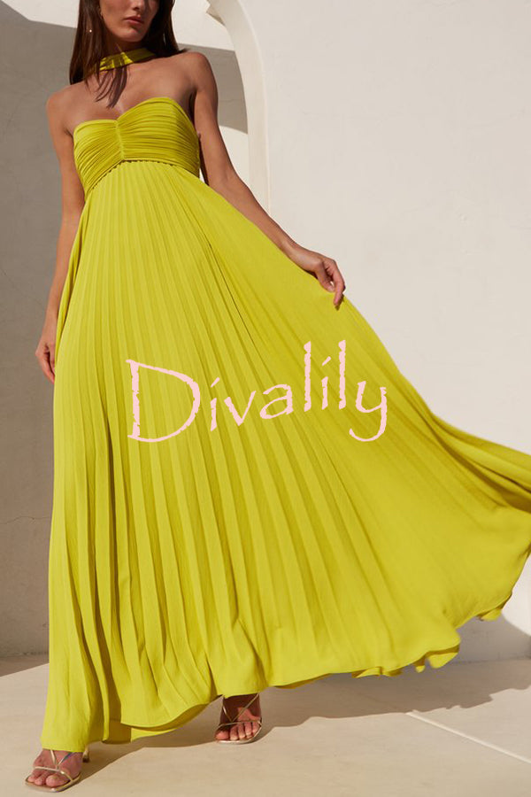 Exquisite Princess Pleated Off Shoulder with Scarf Party Maxi Dress