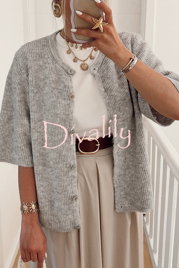 Solid Color Casual Buttoned Loose Knitted Cardigan