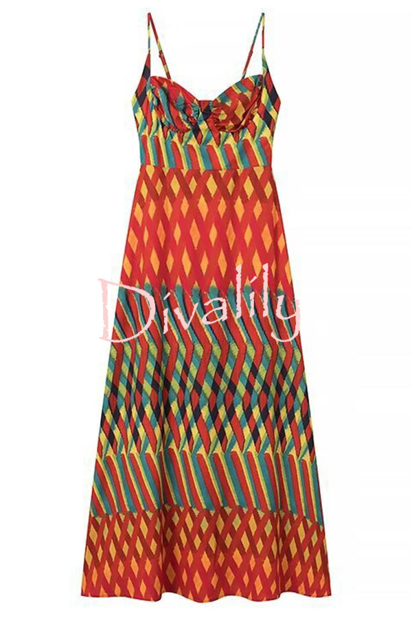 Jamila Unique Printed Sexy Backless High Rise Suspender Maxi Dress