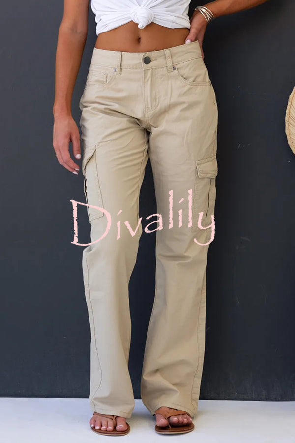 Bowie Mid-rise Draped Pocket Cargo Straight Pants