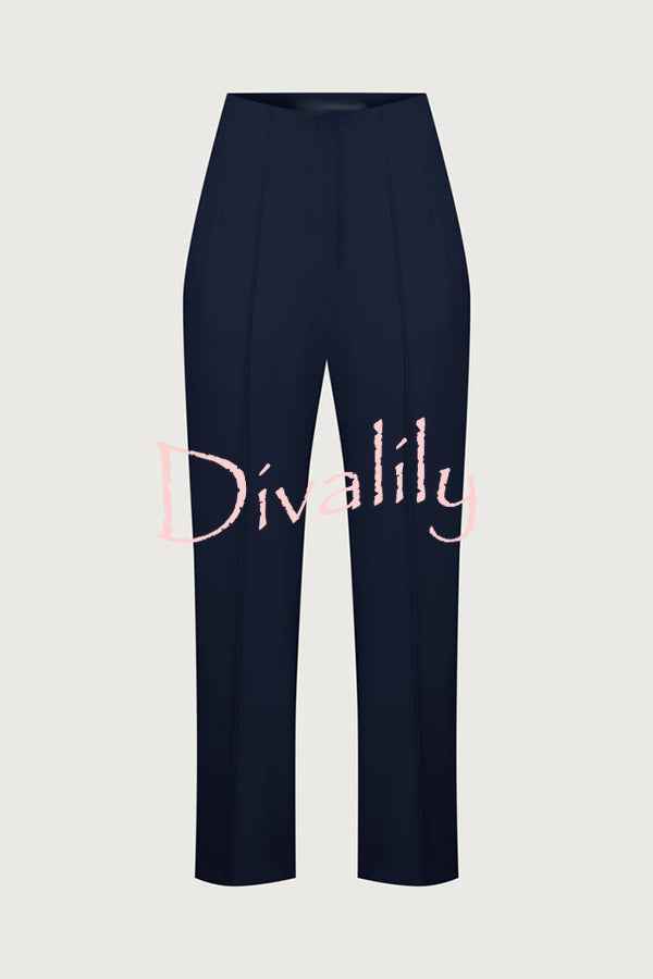 Exquisite and Fashionable High Waist Pocketed Straight Leg Pencil Pants