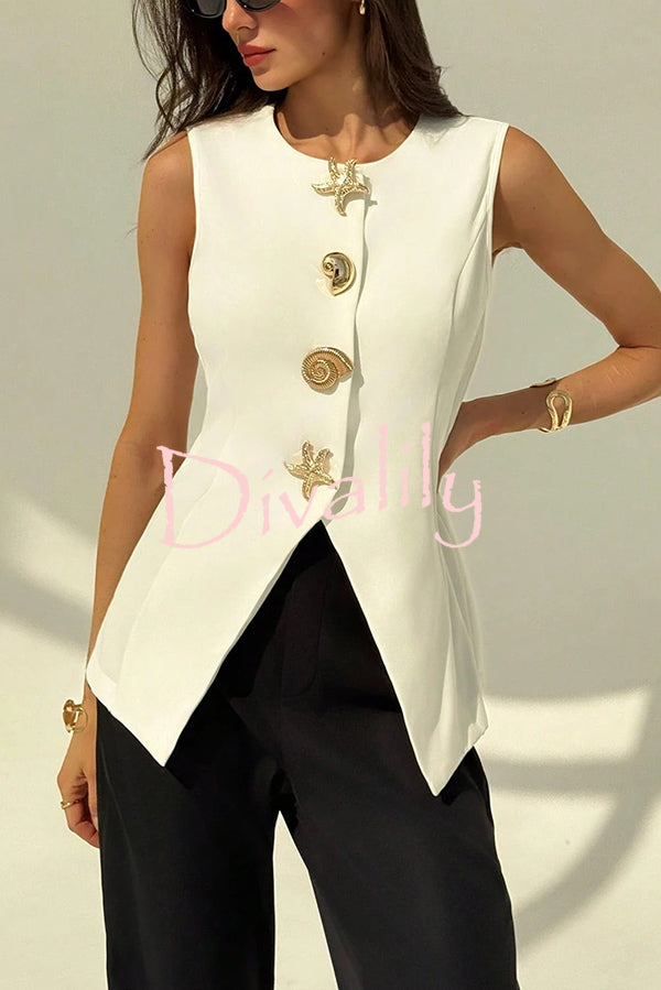 British Elegant Conch and Starfish Decorated Sleeveless Versatile Vest