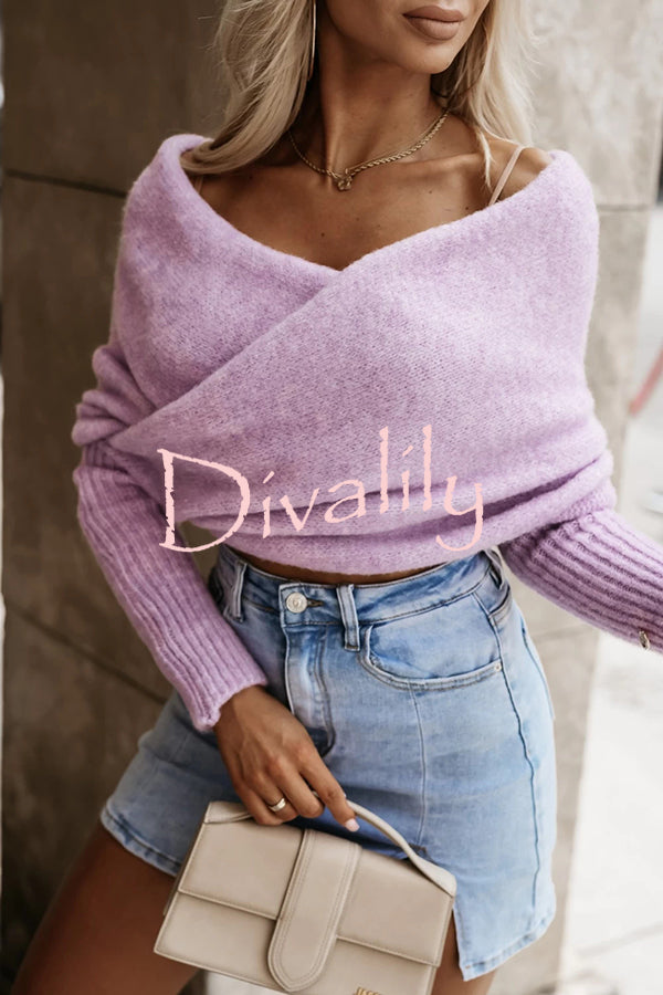 Warm in Two Ways Knit Off Shoulder Relaxed Poncho Sweater