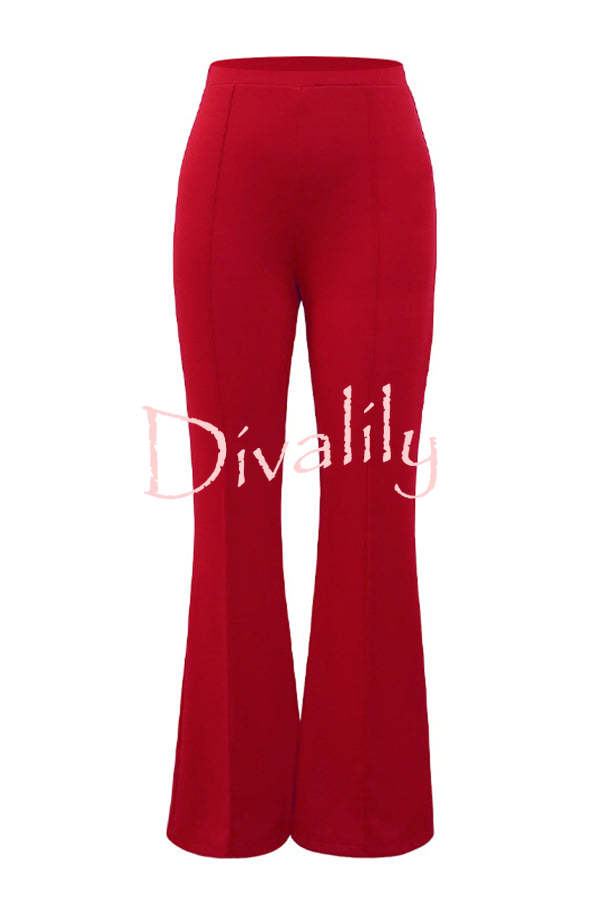 Downtown Dates High Rise Elastic Waist Stretch Flared Pants