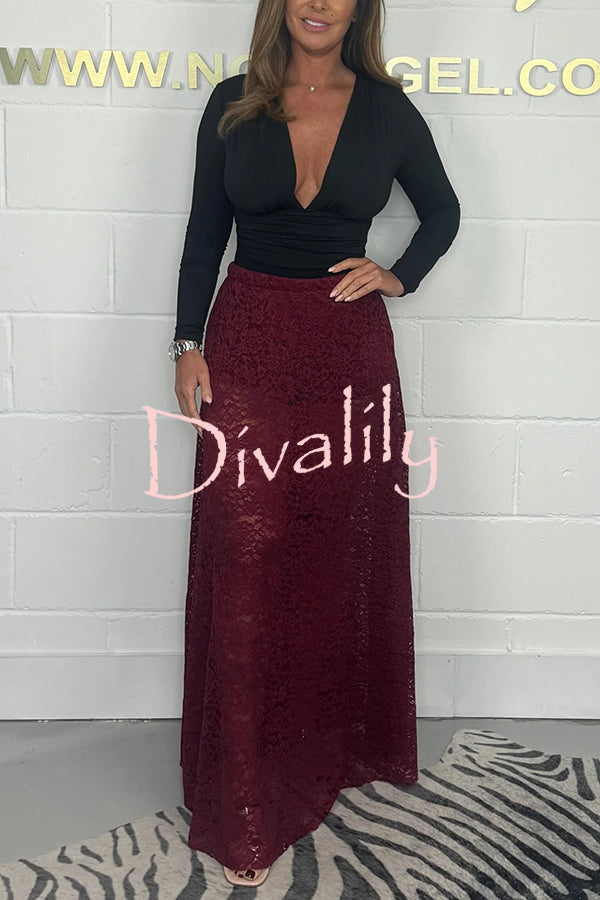 Elegant and Sexy Hollow Lace Maxi Skirt