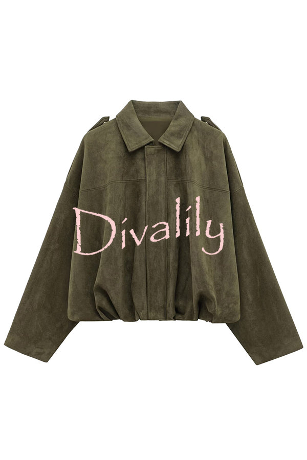 Fashion Lapel Long-sleeved Casual Bomber Jacket