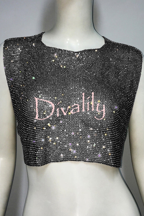 Sexy Metallic Rhinestone Backless Chain Vest