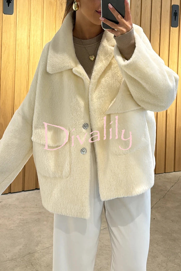 Fashion Lapel Long Sleeve Loose Furry Coat