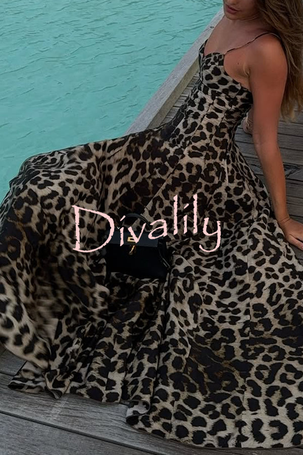 In The Maldives Leopard Waisted A-line Slip Maxi Dress