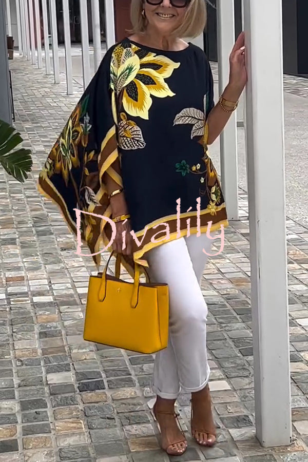 Unique Printed Casual Half Sleeve Loose Top