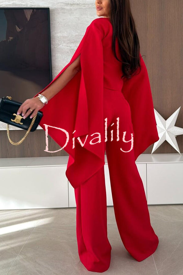 City Atelier Bell Slit Sleeve Top and High Rise Pocket Wide Leg Pants Set