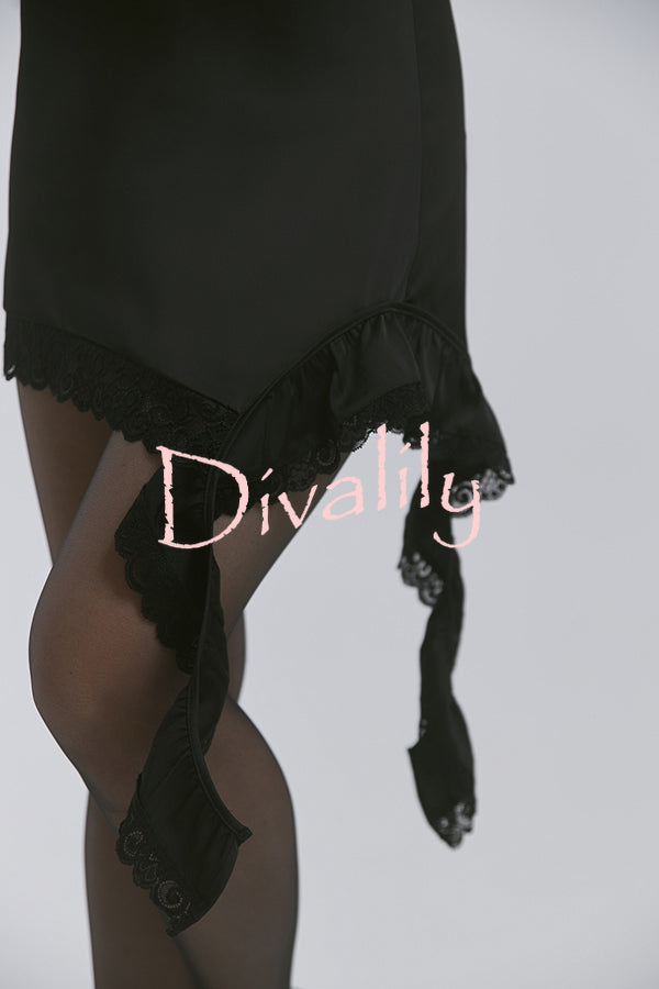 Fashionable Lace Asymmetrical Elegant Mini Skirt