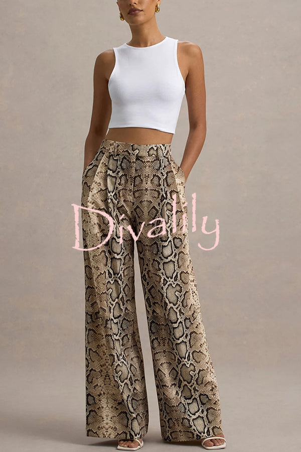 Hurley Ombre Snake Print Elastic Waist Pocketed Wide Leg Pants