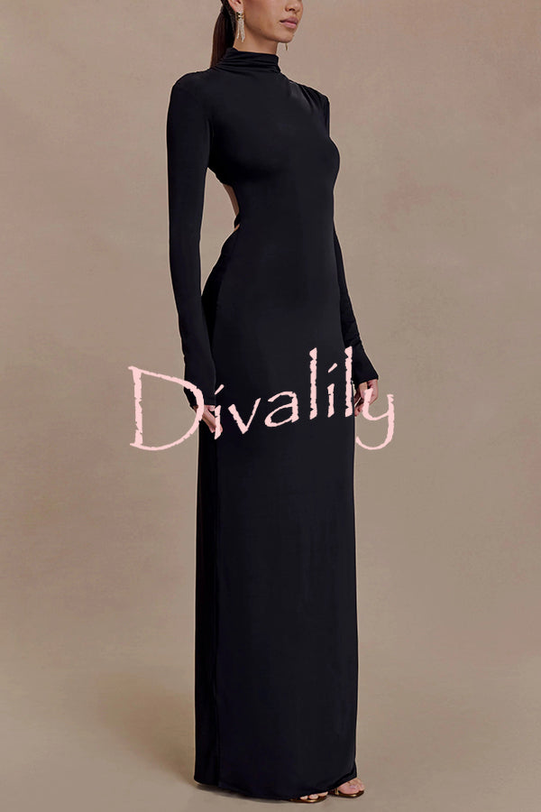 Sexy Backless Long-sleeved Stretch Slim-fit Maxi Dress