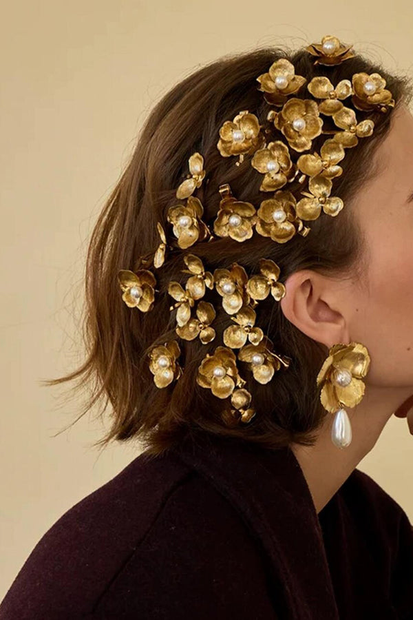 Vintage Court Style Pearl Flower Hair Clip