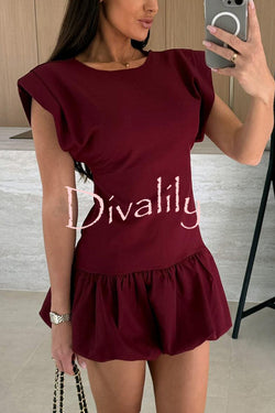 Solid Color Round Neck Sleeveless Ruffle Fitted Mini Dress