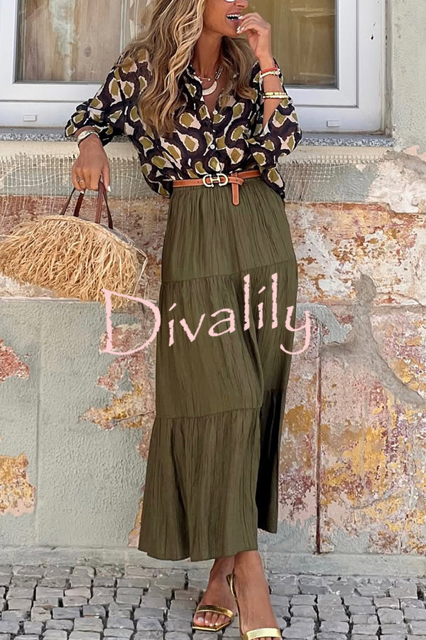 Solid Color Splicing Casual Vacation Maxi Skirt