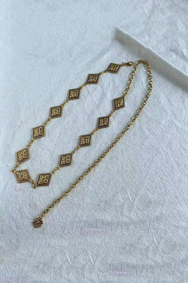 Retro Metal Carved Geometric Waist Chain