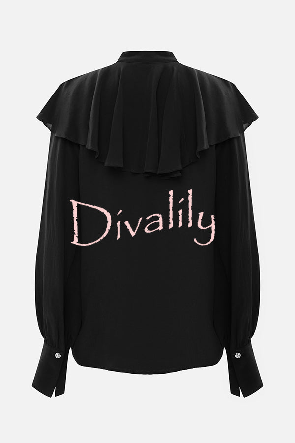 Court-style Draped Ruffled Elegant Chiffon Blouse