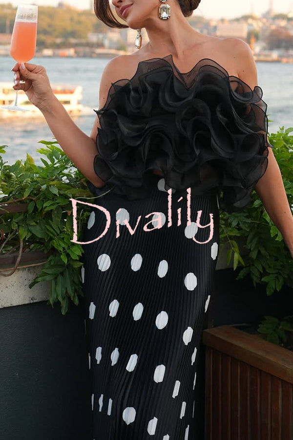 Eye-catching Organza Multi-layer Petal Ruffles Details Strapless Tank