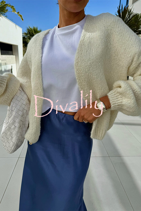 Solid Color Casual Long Sleeve Knitted Cardigan