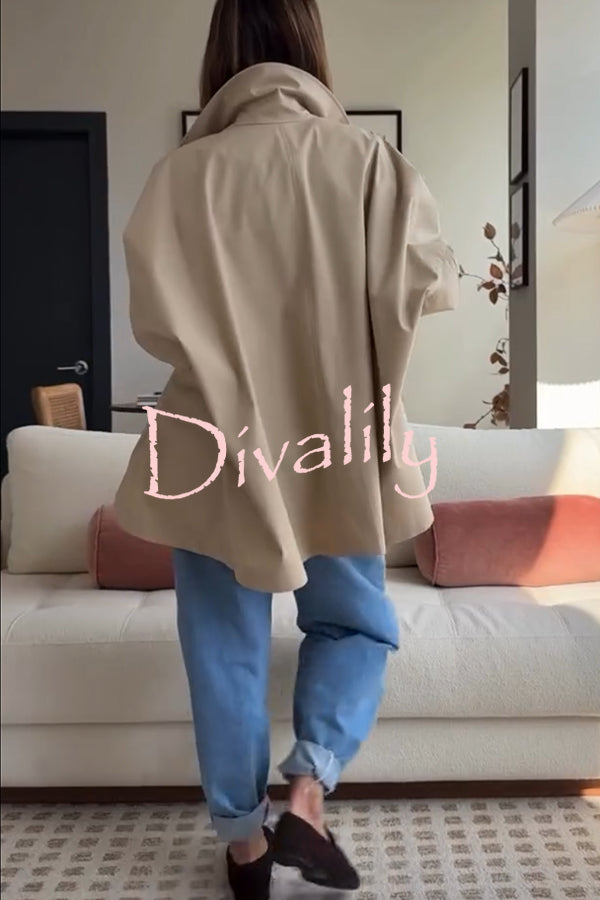 Timeless Fashion Button-breasted Wide Sleeve Pocket Twill A-line Jacket