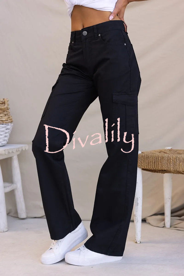 Bowie Mid-rise Draped Pocket Cargo Straight Pants