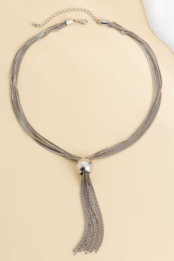 Geometric Ball Multi-layer Chain Stacked Simple Necklace