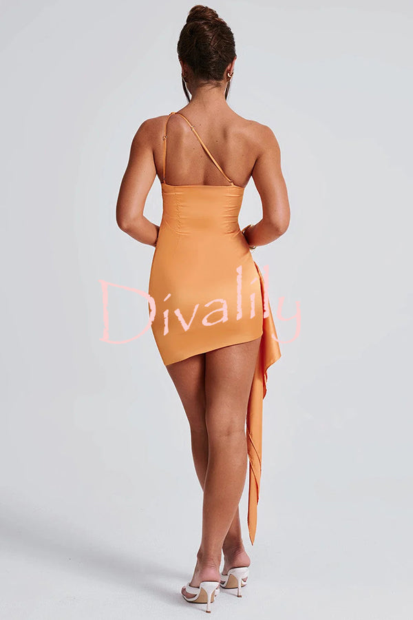 Sexy Slim Fit Backless One-shoulder Satin Mini Dress