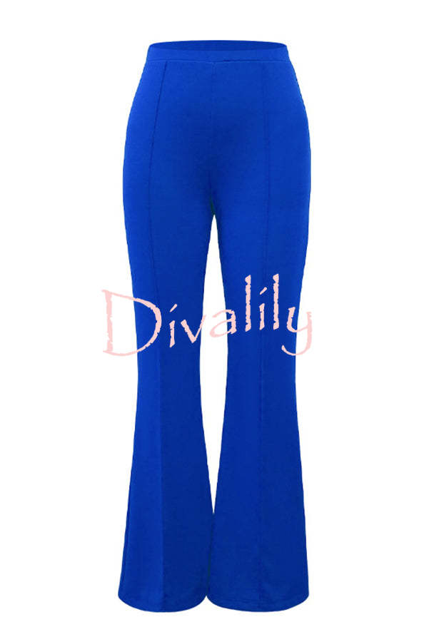 Downtown Dates High Rise Elastic Waist Stretch Flared Pants