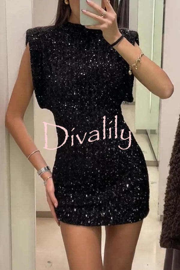 Adorable Sexy Vibes Sequin Wide Sleeve Mini Dress