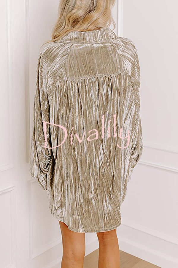Solid Color Velvet Light-sensitive Drape Loose Shirt