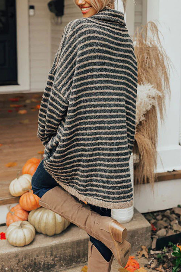 Perfect Timing Stripe Pocketed Tunic Sweater