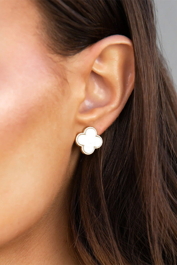 Lucky Clover Gold Stud Earrings