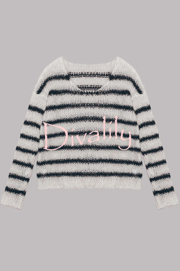 Time for Warmer Layers Fluffy Stripes Relaxed Knit Sweater