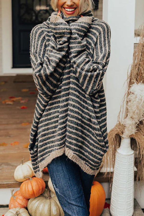 Perfect Timing Stripe Pocketed Tunic Sweater